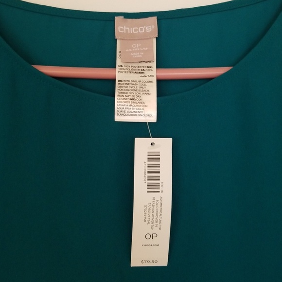 NWT Chicos Asymmetrical Teal Green Blouse - Picture 3 of 7